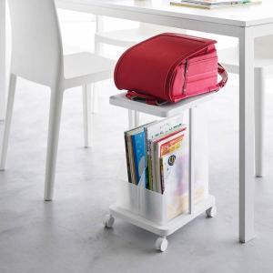 山崎実業　ランドセル収納ラック タワー キャスター付き 2段 ホワイト 4903208017473　【品番：01747】