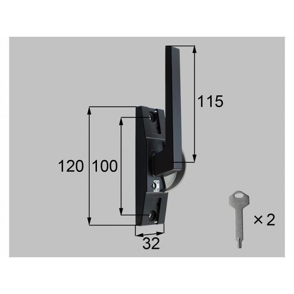 LIXIL（新日軽）　大型クレセント（キー付） L　ブラック系　【品番：SVQA100LS01】