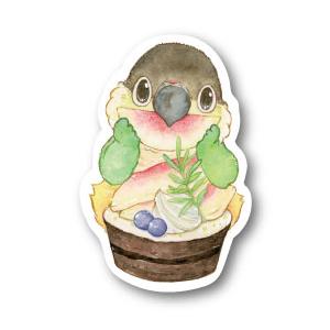 ステッカーＭサイズ いちじくタルトウロコインコ 防水 耐水 強粘着 インコ フィンチ sticker...