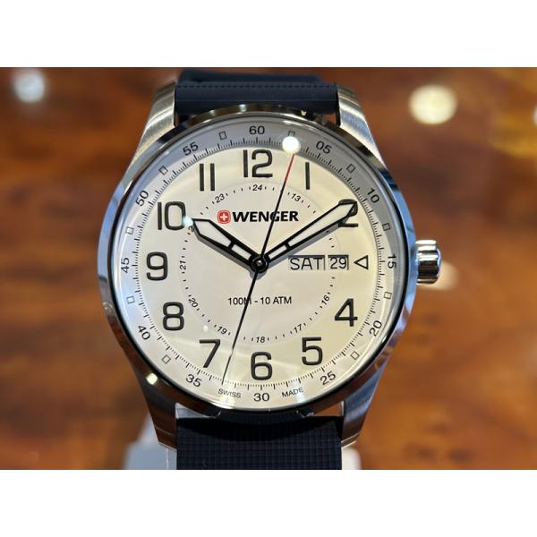 ウェンガー 腕時計 WENGER Attitude アティチュード デイデイト 42mm ホワイト文...