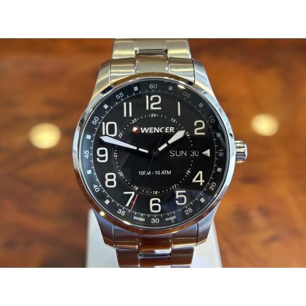 ウェンガー 腕時計 WENGER Attitude アティチュード デイデイト 42mm ブラック文...