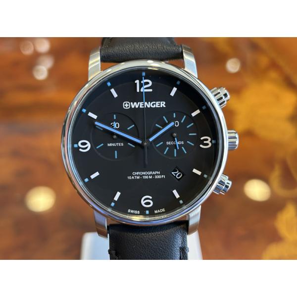 【あすつく】 ウェンガー 腕時計 WENGER アーバンメトロポリタン クロノグラフ 44mm ブラ...