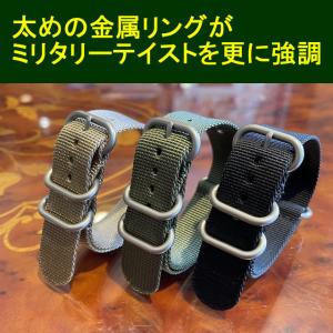 ミリタリー 時計 NATO ベルト ストラップ ナイロン ベルト 時計バンド 20mm ブラック グリーン カーキ B1008S02 20mm 22mm 24mm