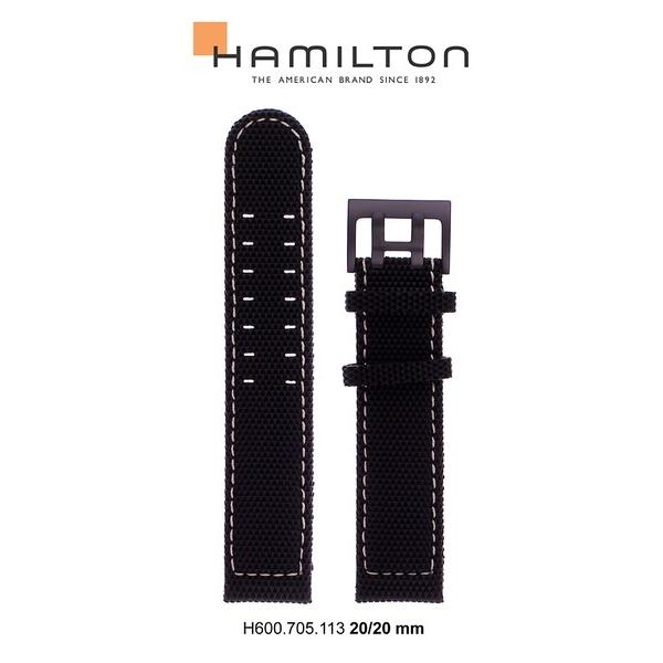 ハミルトン カーキシリーズ用 交換バンド 黒色 ブラック 20ミリ H693705113 HAMIL...