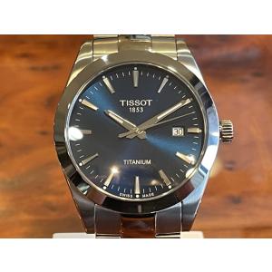 ティソ 腕時計 TISSOT ジェントルマン  クォーツ チタンケース ネイビーブルー文字盤 T12...