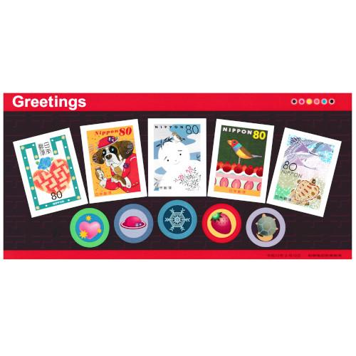 グリーティング (シール式) 赤いシート 平成15年(2003) 80円切手 5種シート