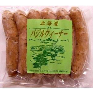 無添加バジルポークウインナーソーセージ25ｇ×6本（冷凍）　抗生物質・ホルモン剤不使用　自然放牧飼育...