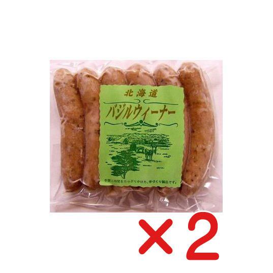 無添加バジルポークウインナーソーセージ  「25ｇ×6本」×２個 抗生物質・ホルモン剤不使用　自然放...