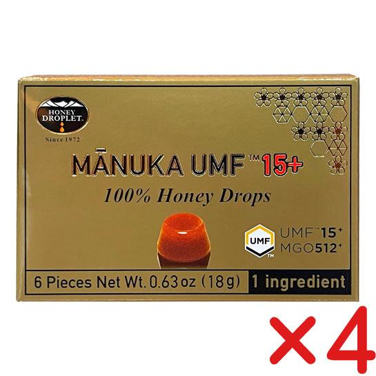 無添加 ハニードロップレットUMF15+マヌカ １８ｇ「6粒」×４個 　マヌカはちみつ100%のキャ...
