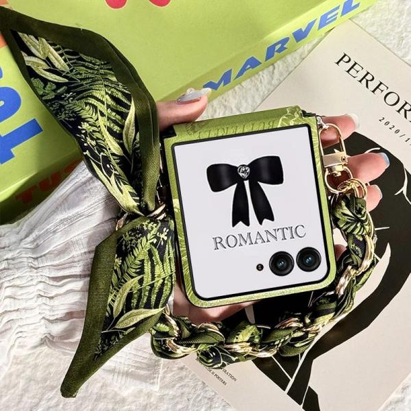 motorazr50スマホケース ブラックグリーングレー蝶フリップスマホケース ヒンジ保護 moto...