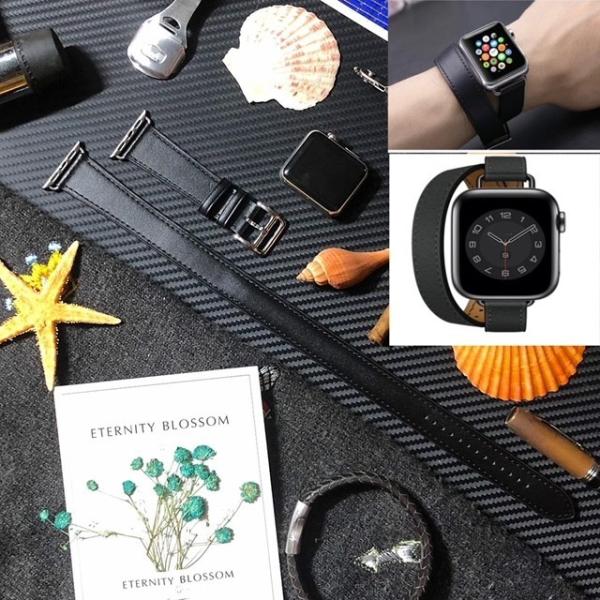 2 アップルウォッチ ベルト　バンド スマートレザーバンド 革  レザーベルト 2重巻き　ロング　ダ...