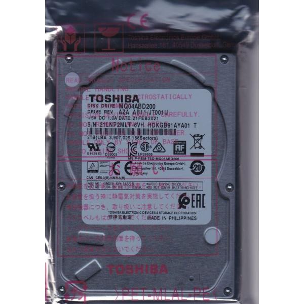 Toshiba MQ04ABD200 rev: AZA AB11/JT001U HDKGB91AYA...