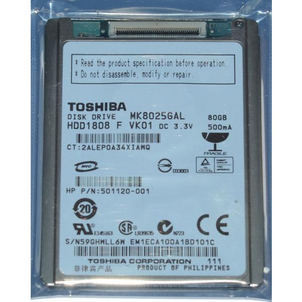 1.8 80GB ZIF PATA HARD DRIVE HDD1818 MK8025GAL fma...