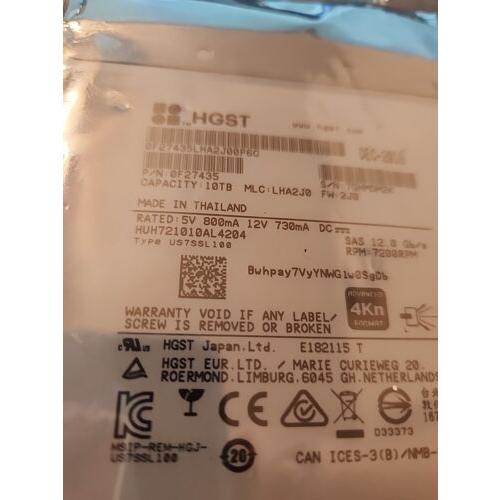 HGST HITACHI 0F27438 HUH721010AL4204 10TB 3.5"" SA...