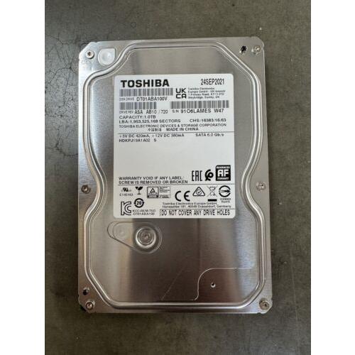 Toshiba DT01ABA100V 1TB, Internal, 5700 RPM 3.5 in...