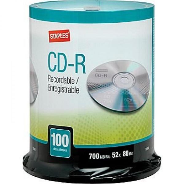 全国送料無料 パソコン ストレージ Staples? 100/パック 700 MB Cd-r スピン...