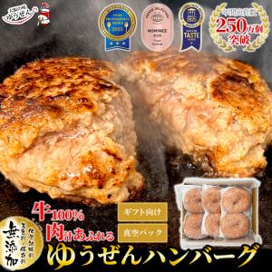 父の日 ギフト 2026 贈り物 肉 ハンバーグ 牛肉 無添加 牛100％ ゆうぜんハンバーグ 150g×6個 (2個真空×3パック) グルメ 送料無料 ゆうぜんギフト 爆買