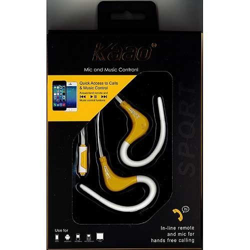 kaao スポーツ イヤホン マイク付 2：ホワイト×イエロー(WH×YE)