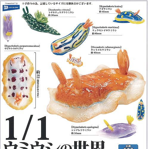 1/1 ウミウシ の世界 全6種+ディスプレイ台紙セット レインボー ガチャポン ガチャガチャ ガシ...