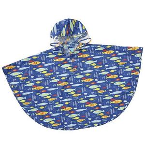 小川(Ogawa) キッズレインポンチョ 子供 90cm クッカヒッポ おさかな 反射テープ付 カバさん型 リュックタイプ収?