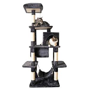 Mwpo キャットタワー 猫タワー 麻紐 トンネル ハンモック ストレス解消 156cm 匂いなし 025C