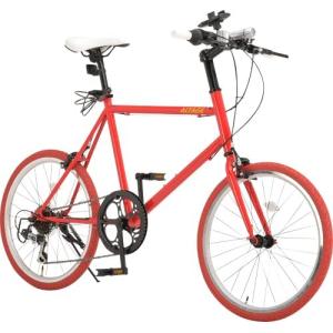 ALTAGE AMV-001 ミニベロ 自転車 20インチ 7段変速 カラータイヤ 小径車 ライト 鍵 レッド  61810