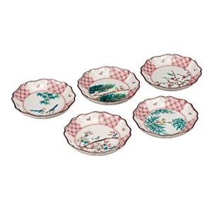 マルヨネ 九谷焼 4.3号皿揃 小鳥春秋 5客セット K4-120