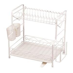 パール金属 アレスタ ディッシュ水切りラック2段 水が流れるトレー HB-1460