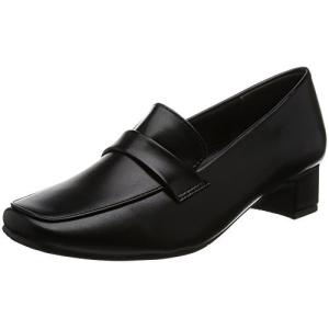 パンプス ヒール3.5cm 足囲3E PUレザー ブラック 24 cm 3E