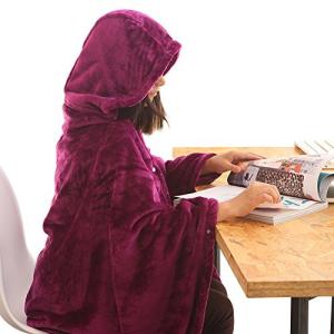 IKENOKOI 着る毛布マイクロファイバーフランネルふわふわポンチョボタンジッパー構造仕事勉強昼休み防寒学生可愛い
