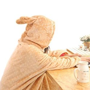 IKENOKOI 着る毛布マイクロファイバーフランネルふわふわポンチョボタンジッパー構造仕事勉強昼休み防寒学生可愛い