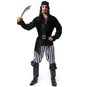 VeroMan メンズ 海賊 パイレーツ コスプレ ハロウィン パーティー イベント テーマパーク 衣装 仮装 コスチューム リアル インスタ 大人 男性 フルセット