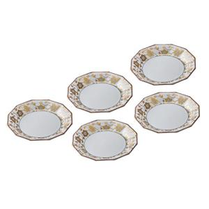 マルヨネ 九谷焼 5号皿揃 白粒鉄仙 K5-141