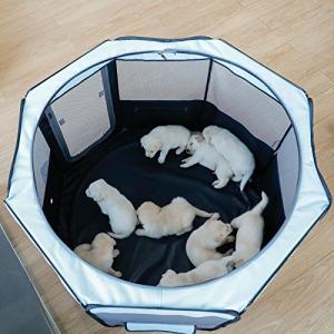 petsfit 折りたたみサークル 八角形 プレイサークル 犬猫兼用 分娩室 メッシュ 屋根付き 屋内 屋外 収納バッグ付き S/M/L ピンク/ブラウン/ブルー 選択可能