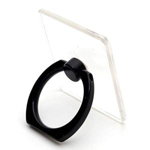 GoodsLand  薄型 スマホリング 透明 クリア おしゃれ 可愛い かわいい ホールドリング 落下防止リング 360度回転 スマホスタンド GD-SMARIN-BK