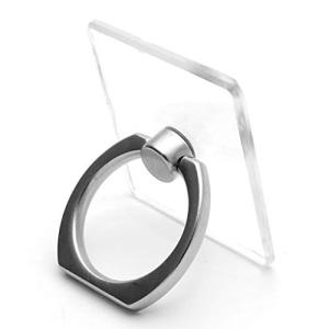 GoodsLand  薄型 スマホリング 透明 クリア おしゃれ 可愛い かわいい ホールドリング 落下防止リング 360度回転 スマホスタンド GD-SMARIN-SV