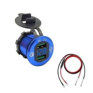 zmayastar バイク用 金属製 チャージャー USB充電器 USBポート 防水キャップ 電圧計付き 配線長さ 約600mm SH-MTCD-002 (