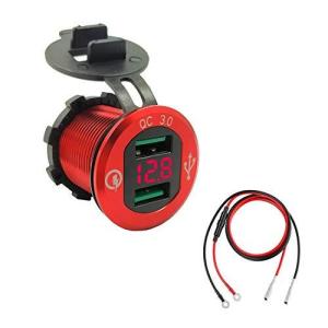 zmayastar バイク用 金属製 チャージャー USB充電器 USBポート 防水キャップ 電圧計付き 配線長さ 約600mm SH-MTCD-002 (