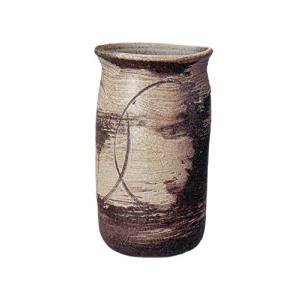 ヤマ庄陶器 傘立て こげ茶色など 約奥24.5×幅21.5×高43.0cm 信楽焼 古窯白刷毛目傘立