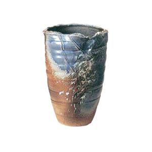 ヤマ庄陶器 傘立て ブルーなど 約奥34.0×幅30.0×高51.0cm 信楽焼 青ビードロ変形傘立