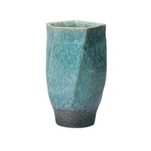 ヤマ庄陶器 傘立て グリーンなど 約径30.0×高49.0cm 信楽焼 緑窯変五角傘立