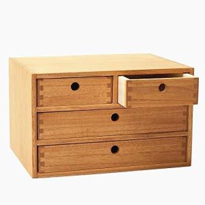 KIRIGEN 蟻組仕様 ミニ チェスト 木製 机上 収納 ケース 引き出し付き 桐製 完成品 A4対応 植物オイル塗装仕上げ 3