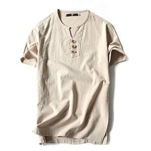 [エムエルーセ]MR15 BR 2XL Tシャツ ティシャツ 半袖 ボタン付き 3つボタン 麻 薄手 夏 春夏 夏物 春物 2カラー 3カラ