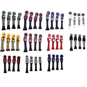 ゴルフカバー ヘッドカバー 4点セット ドライバー/ウッド FW 2点/ハイブリッド UT用カバー ニット製 ペンダント