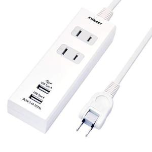 EXHEART USBポート付電源タップ 5m 2個口AC 2口USB 5V 3.4A 急速充電 雷サージ ホコリ防止シャッター付 EUT-223450