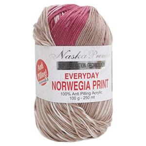 NASKA エブリデイ ノルウェージア プリント 毛糸 並太 Col.14 ピンク 系 100g 約250m 5玉セット N-99
