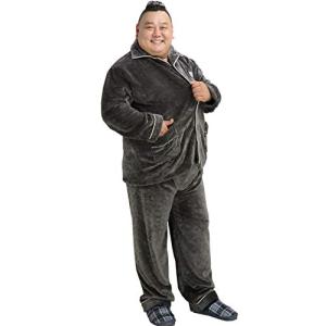 NOQINHOO 男性冬の大きいサイズ のカジュアル長袖の厚み付け フランネルセット パジャマプラスサイズ パジャマ C