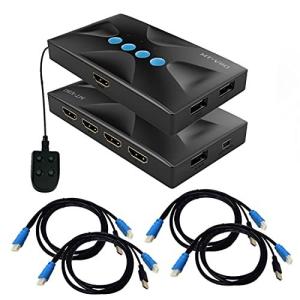 ES-Tune KVM切替器 4入力1出力 HDMIモニター 4K30HZ 給電不要 デバイス不要 Mac OS対応 USB切替器 USBハブ 手動式 USB2.0 ケ