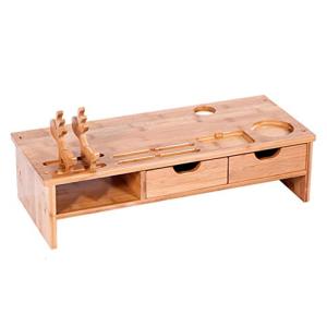 Anberotta モニター台 木製 パソコン台 机上台 パソコン スタンド 机上ラック 引き出し付き pc台 机上収納マウス