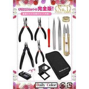 手芸ツール 10点セット アクセサリー工具 ペンチ 手芸用品 精密ニッパー 自立式スタンドルーペ付き ピンセット
